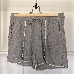 CASLON linen black & white striped shorts- Small